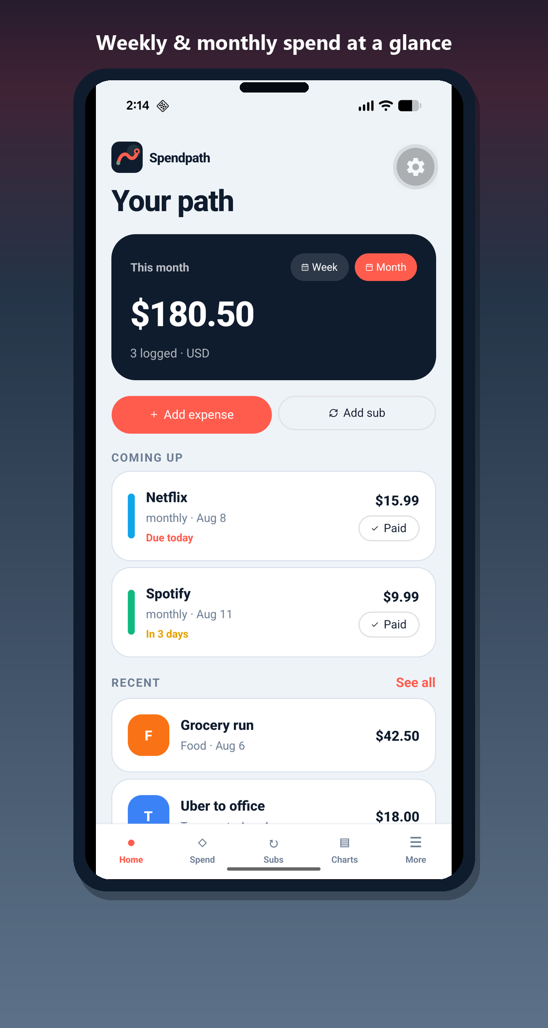 Spendpath - React Native Expo Expense & Subscription Tracker