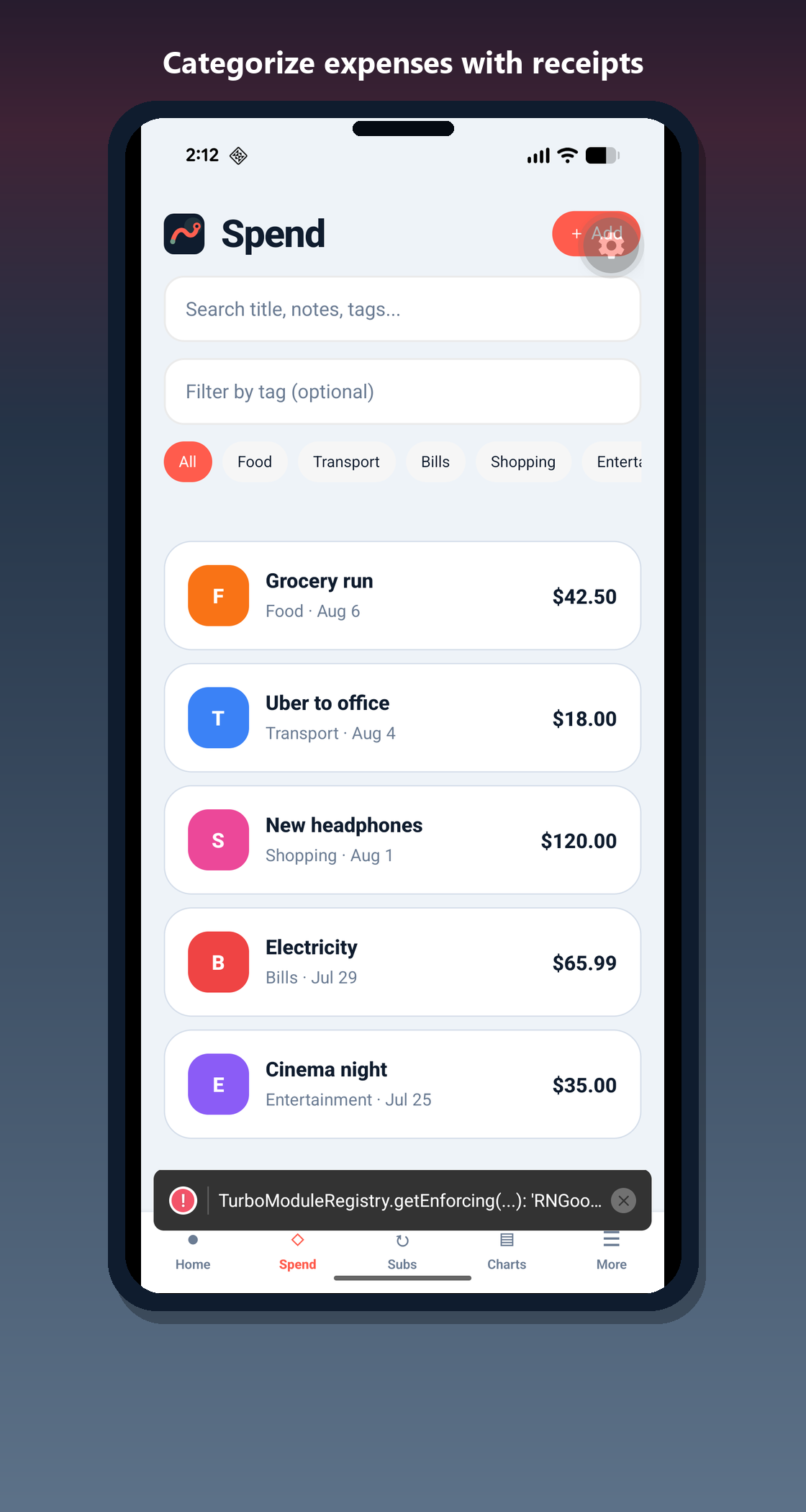 Spendpath - React Native Expo Expense & Subscription Tracker