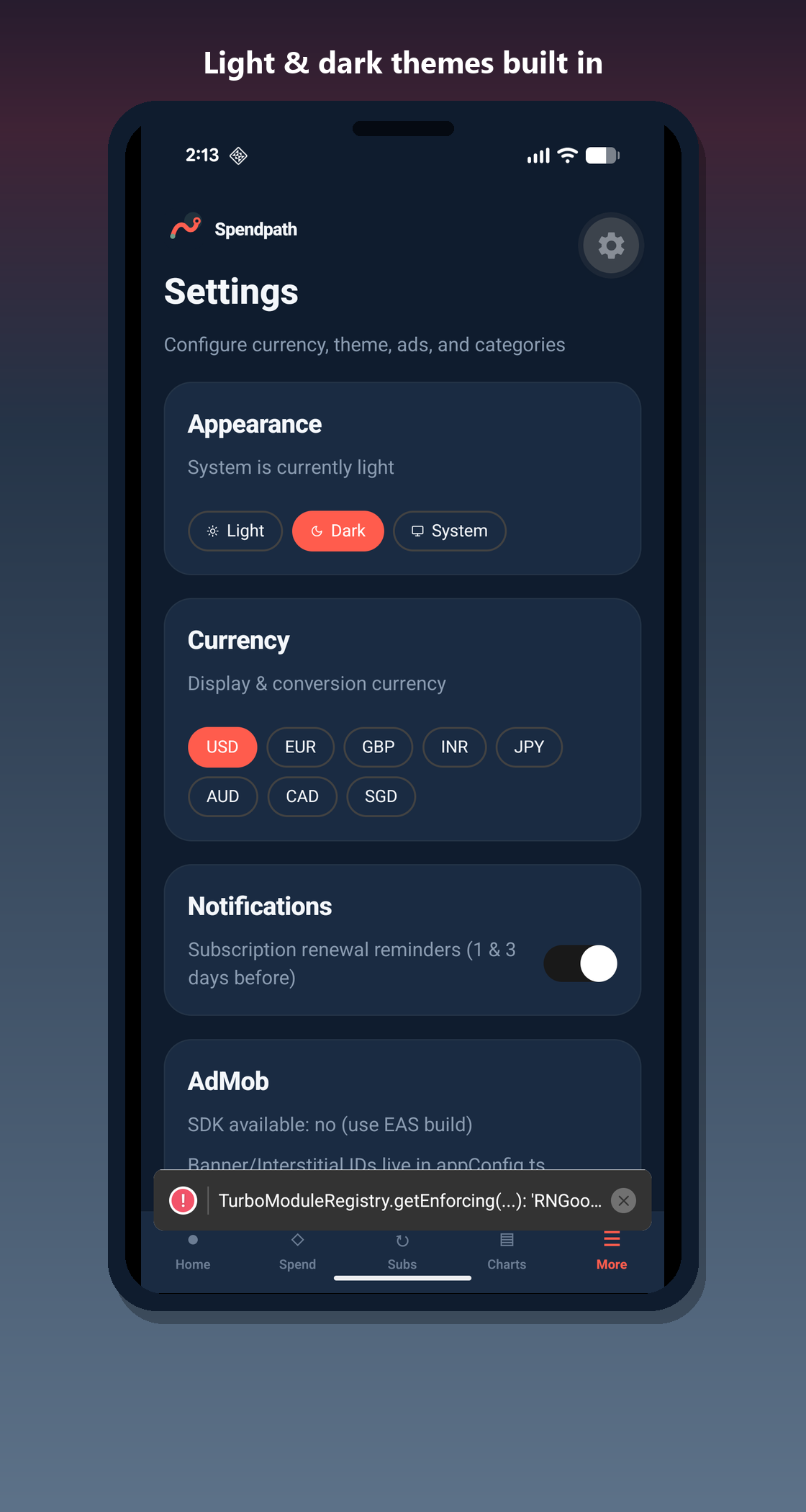 Spendpath - React Native Expo Expense & Subscription Tracker