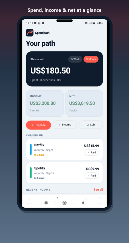 Spendpath - React Native Expo Expense & Subscription Tracker